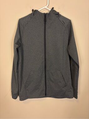 UNRL Men's Lightweight Full-Zip Hoodie Jacket in Dark Heather Gray Medium